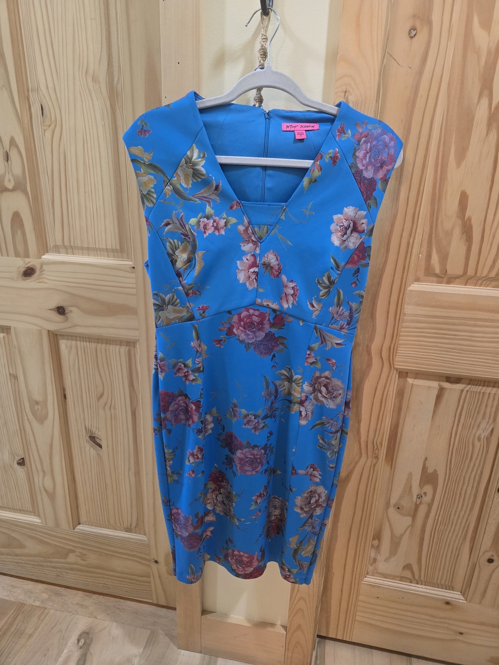 Betsey Johnson Vivid Turquoise Blue With Multi-color Floral Print Dress